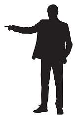 Image showing Silhouette of a man pointing with his finger, illustration, vect