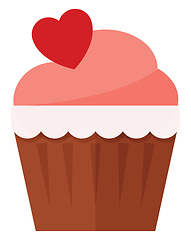 Image showing Lovely tri colored cupcake with heart on top, vector or color il