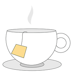 Image showing Image of a cup of tea, vector or color illustration.