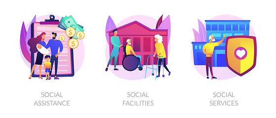 Image showing Caregiving and welfare services abstract concept vector illustrations.