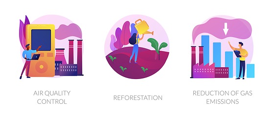 Image showing Environment protection measures, flora restoration, atmosphere purification vector concept metaphors.