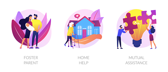 Image showing Caregiving and social support services abstract concept vector illustrations.