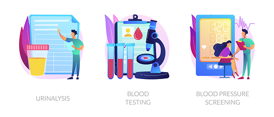 Image showing Clinical laboratory analysis icons cartoon set vector concept me