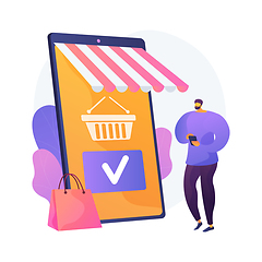 Image showing Shopping mobile app vector concept metaphor.