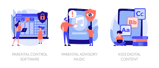 Image showing Parental control for kids wellbeing vector concept metaphors.