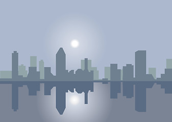 Image showing Winter City Skyline Reflection