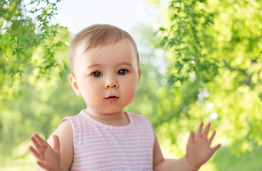 Image showing portrait of little baby girl over nature