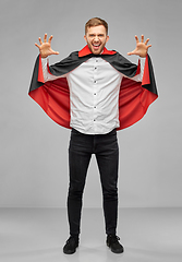 Image showing man in halloween costume of vampire scaring