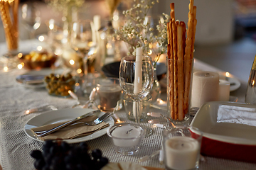 Image showing dinner party table serving at home