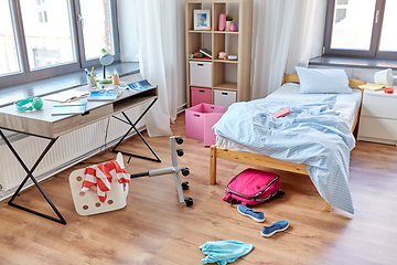 Image showing messy home or kid's room with scattered stuff