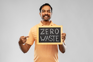 Image showing indian man holding chalkboard with zero waste