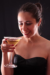 Image showing Woman and martini glass