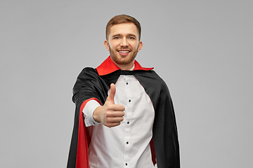 Image showing happy man in costume of vampire showing thumbs up