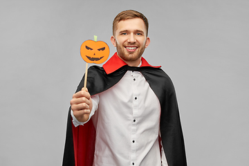 Image showing happy man in halloween costume of vampire