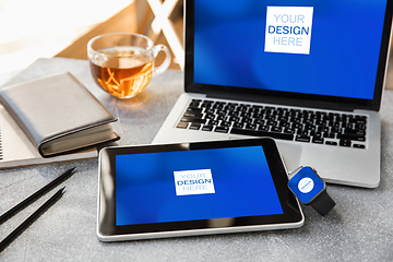 Image showing Devices or gadgets with copyspace for ad - mockup, digital concept