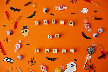 Image showing trick or treat letters and halloween sweets