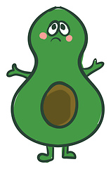 Image showing An inconsolable avocado, vector or color illustration.