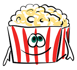 Image showing A joyful popcorn packet, vector or color illustration.