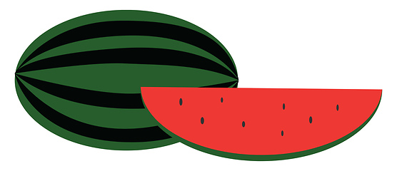 Image showing Clipart of a whole and watermelon wedge seeds exposed over white