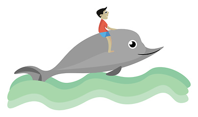 Image showing Image of bow with dolphin, vector or color illustration.