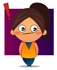 Image showing Girl with brown ponytail with exclamation mark, illustration, ve