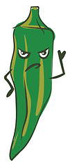 Image showing Angry okra, vector or color illustration.