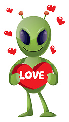 Image showing Alien in love, illustration, vector on white background.