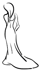 Image showing  A sketch of a slim woman in a long gown, vector or color illust