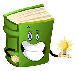 Image showing Green book has an idea, illustration, vector on white background