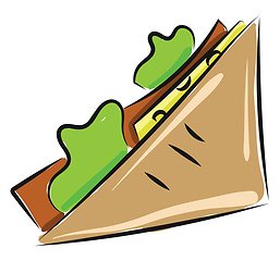 Image showing Image of cheese and ham-sandwich, vector or color illustration.