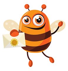 Image showing Bee is holding a letter, illustration, vector on white backgroun