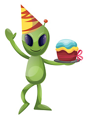 Image showing Alien Birthday, illustration, vector on white background.