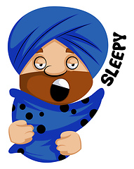 Image showing Muslim human emoji in sleppy mood, illustration, vector on white