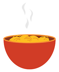 Image showing Spaghetti in orange bowl, vector or color illustration.