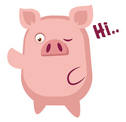 Image showing Piggy is waving, illustration, vector on white background.