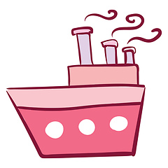 Image showing Pink big boat, vector or color illustration.