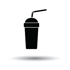 Image showing Disposable soda cup and flexible stick icon