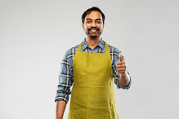 Image showing indian male gardener or farmer showing thumbs up