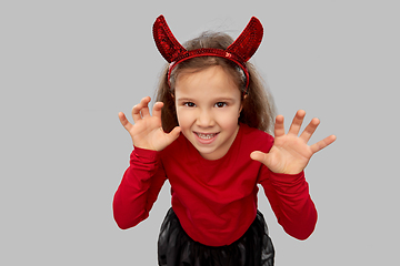 Image showing girl costume with devil's horns on halloween