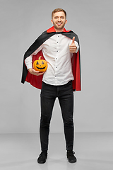 Image showing happy man in costume of vampire showing thumbs up