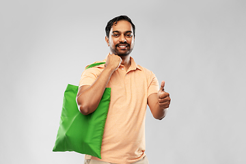 Image showing man with reusable canvas bag for food shopping