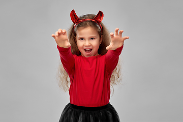 Image showing girl costume with devil's horns on halloween