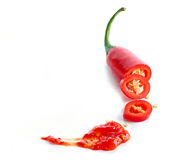 Image showing red hot chili pepper and sauce