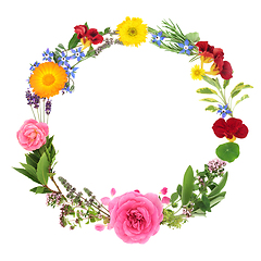 Image showing Organic Healing Herbs and Floral Wreath