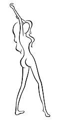 Image showing Skinny girl stretches on a sketch