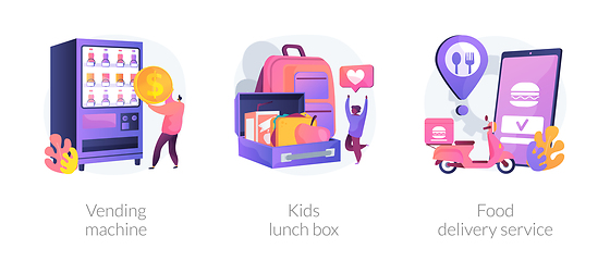 Image showing Take away lunch and snack abstract concept vector illustrations.