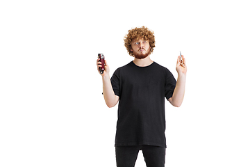 Image showing Stylish hairdresser, barber isolated on white studio background