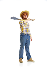 Image showing Handsome farmer, rancher isolated over white studio background