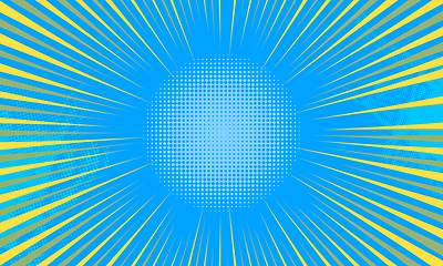 Image showing Comic book abstract template with dark rays and halftone humor effects on green radial background.