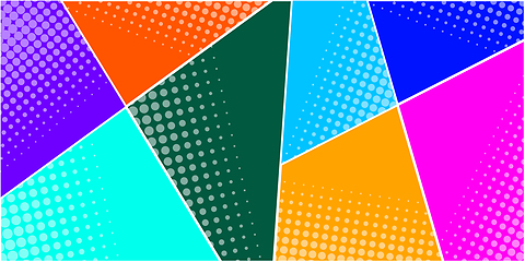 Image showing Comic book abstract template with dark rays and halftone humor effects on green radial background.